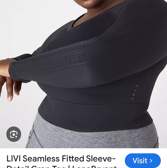 LIVI Seamless Fitted Sleeve-Detail Crop Tee By Lane Bryant - Picture 3 of 6
